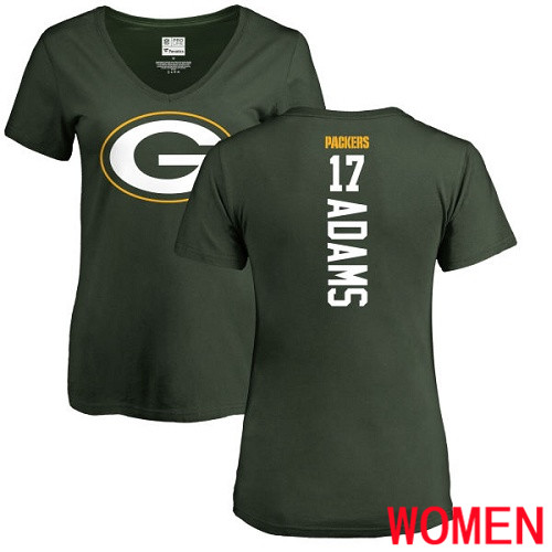 Green Bay Packers Green Women #17 Adams Davante Backer Nike NFL T Shirt